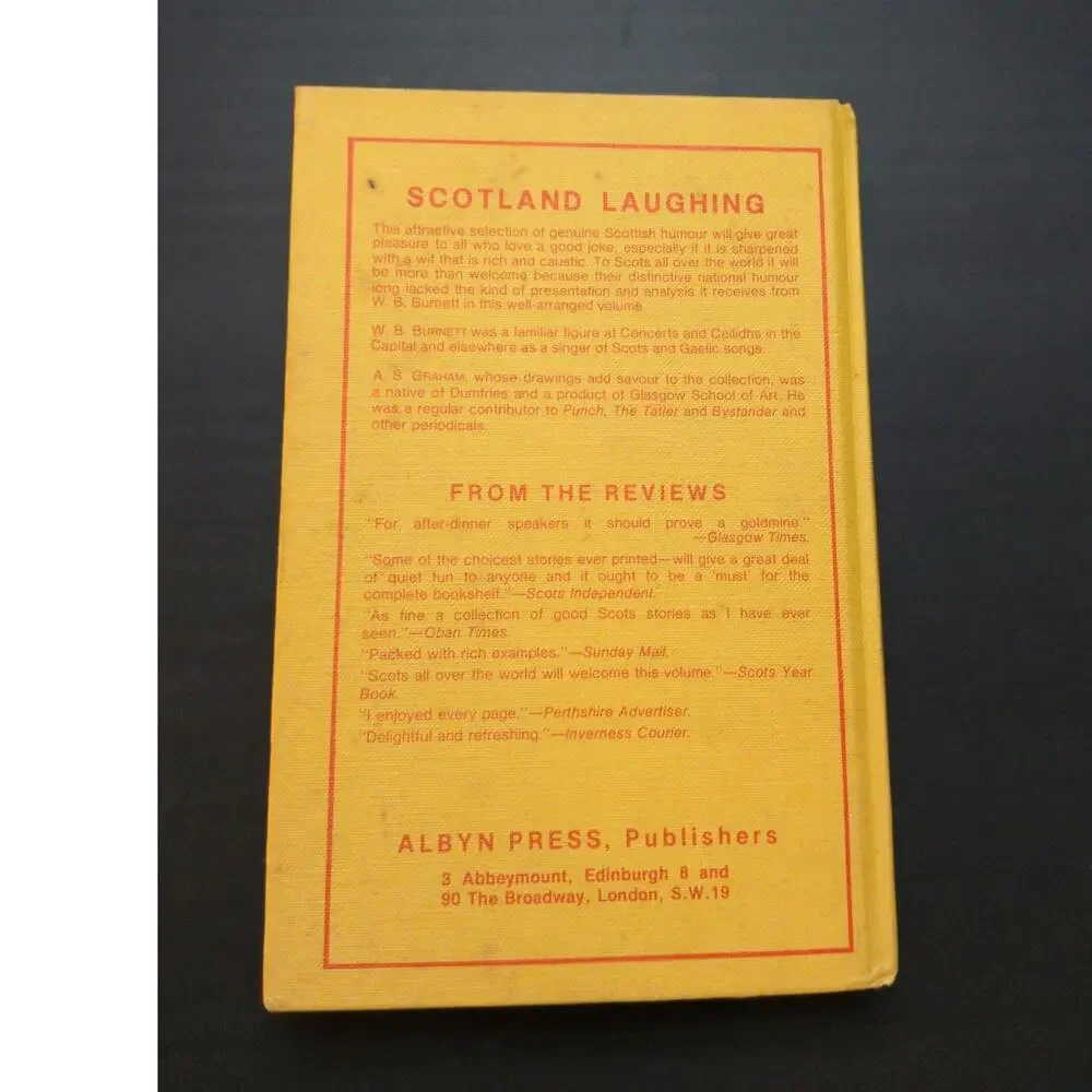 Scotland Laughing W. B. Burnett 8th Edition 1974 Vintage Scottish Humor Book